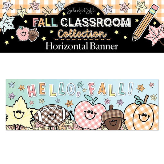 Printable Pastel Hello Fall Horizontal Walgreens Ready Kraft Style Banner