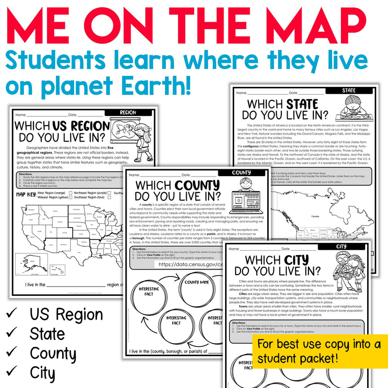 US Geography Map Skills | Maps and Globes, Continents, Oceans, Me on the Map