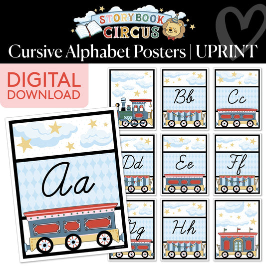 Printable Vintage Cursive Alphabet Posters | Storybook Circus