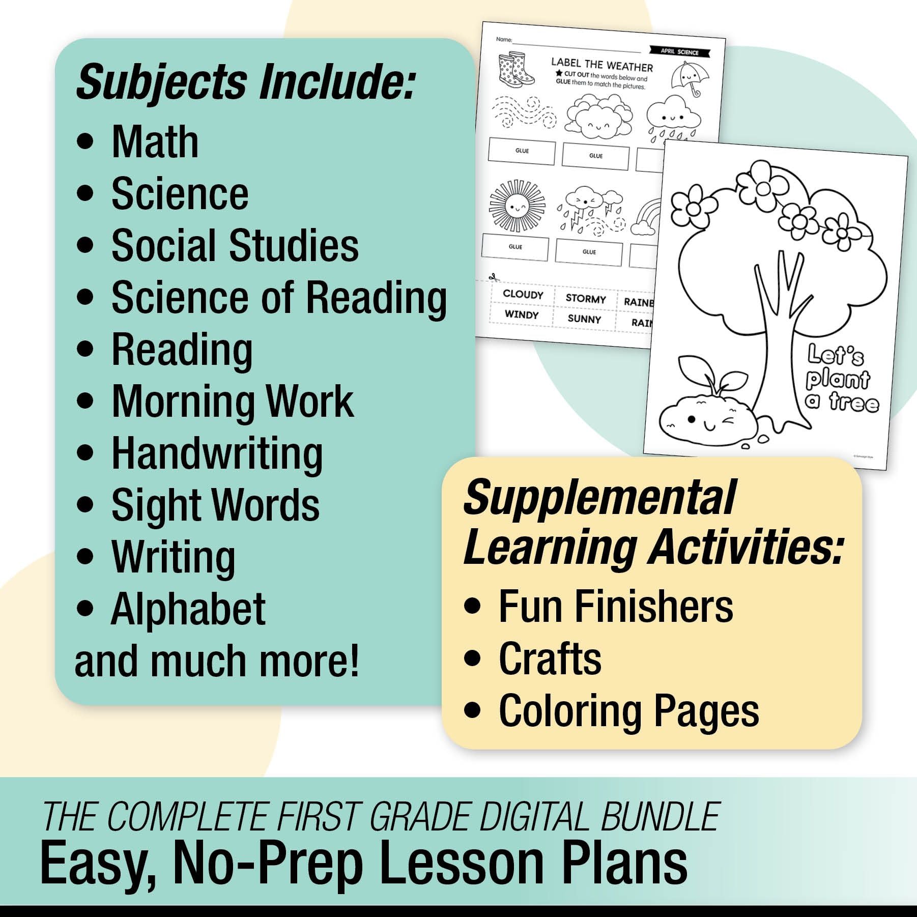 Printable First Grade April Thematic Unit Bundle
