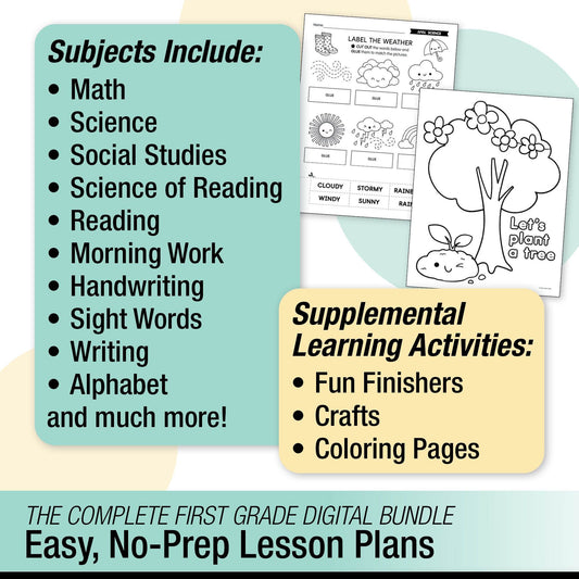 Printable First Grade April Thematic Unit Bundle