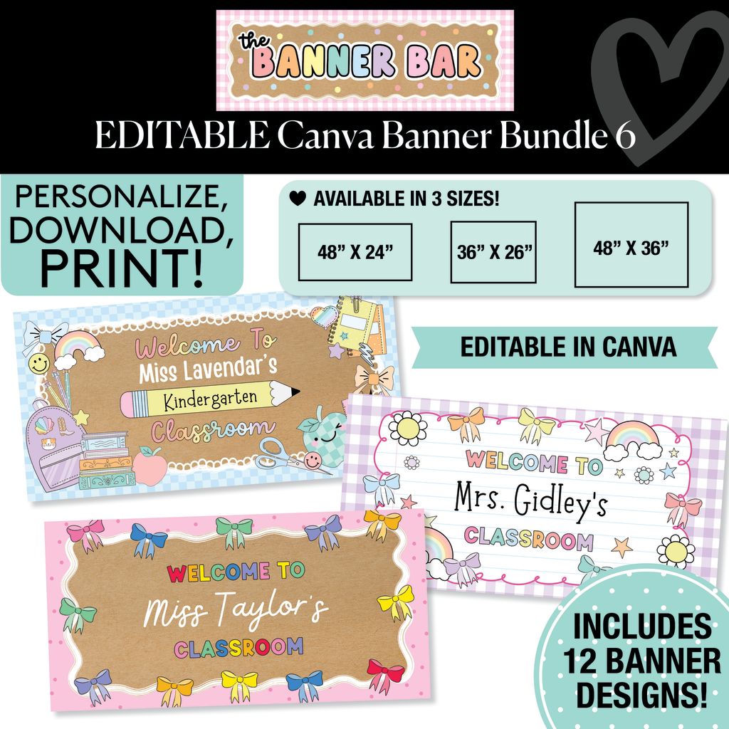 Personalized Editable Canva Kraft Style Banner Bundle 6