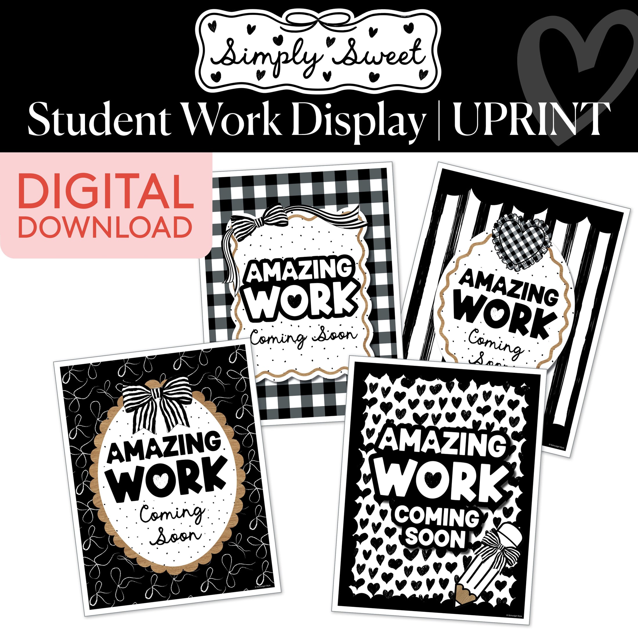 Printable Classic Black and White Student Work Display | Simply Sweet