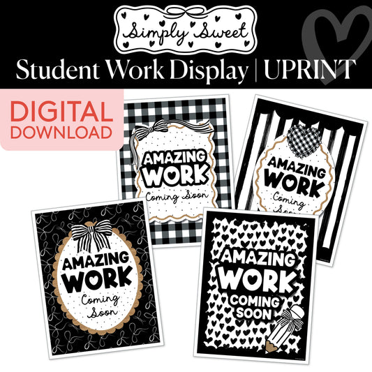 Printable Classic Black and White Student Work Display | Simply Sweet