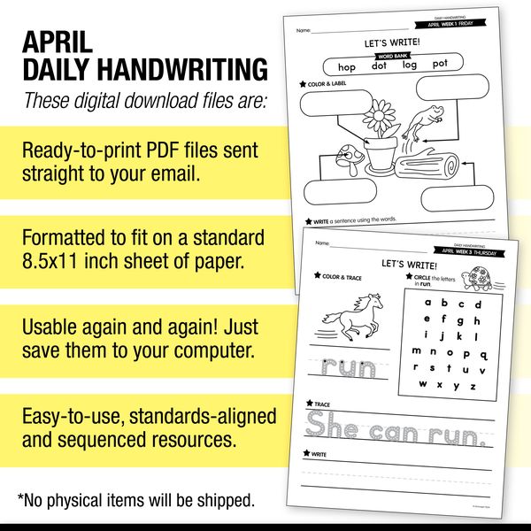 Printable April Daily Handwriting