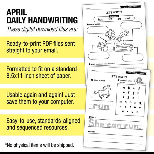 Printable April Daily Handwriting