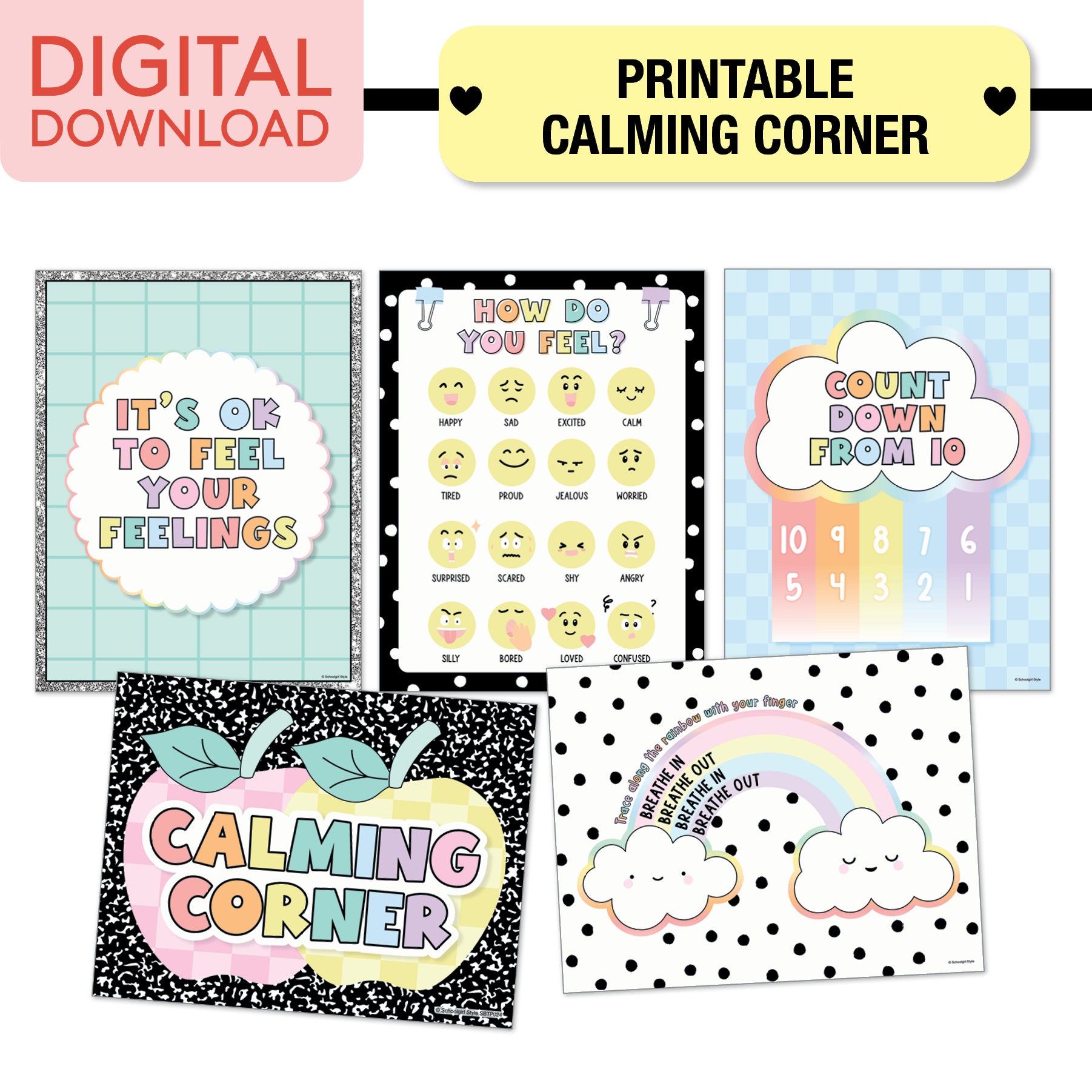 No Prep No Cut Classroom Decor Bundle | Saved By The Pastel