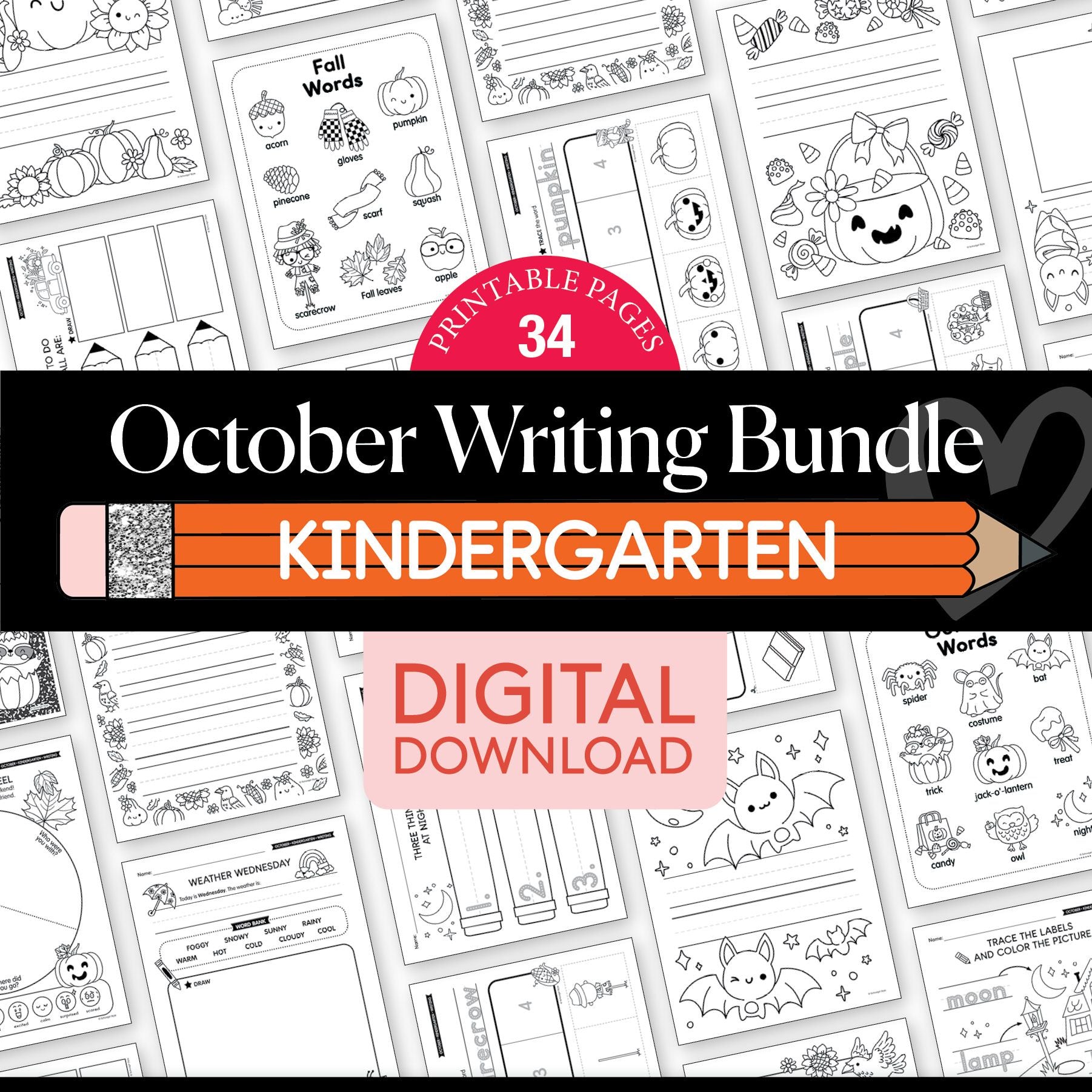 Printable Kindergarten October Writing Bundle