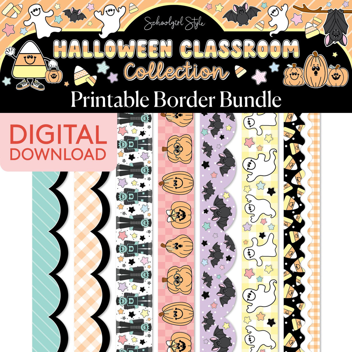 Printable Pastel Halloween Border Bundle 1