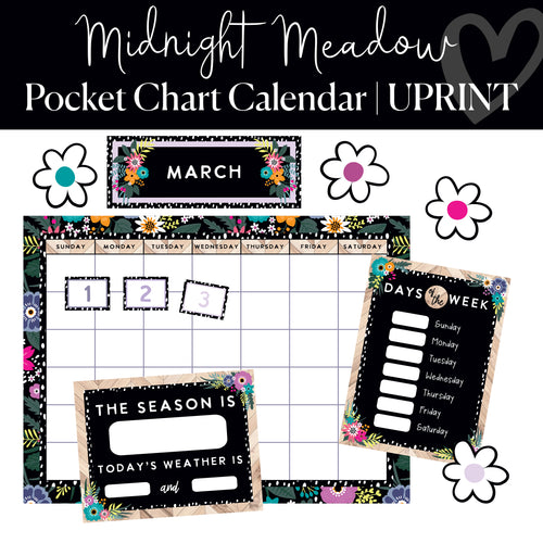 Printable Pocket Chart Calendar Classroom Decor Midnight Meadow by UPRINT