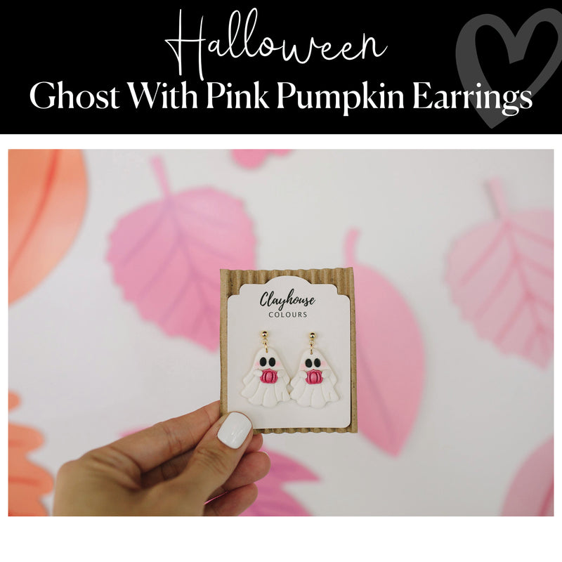 Ghost With Pink Pumpkin Earrings │ Jewelry │ Style House Design Studio