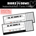 Load image into Gallery viewer, Black and White Printable Cursive Classroom Name Plates | Books and Bows
