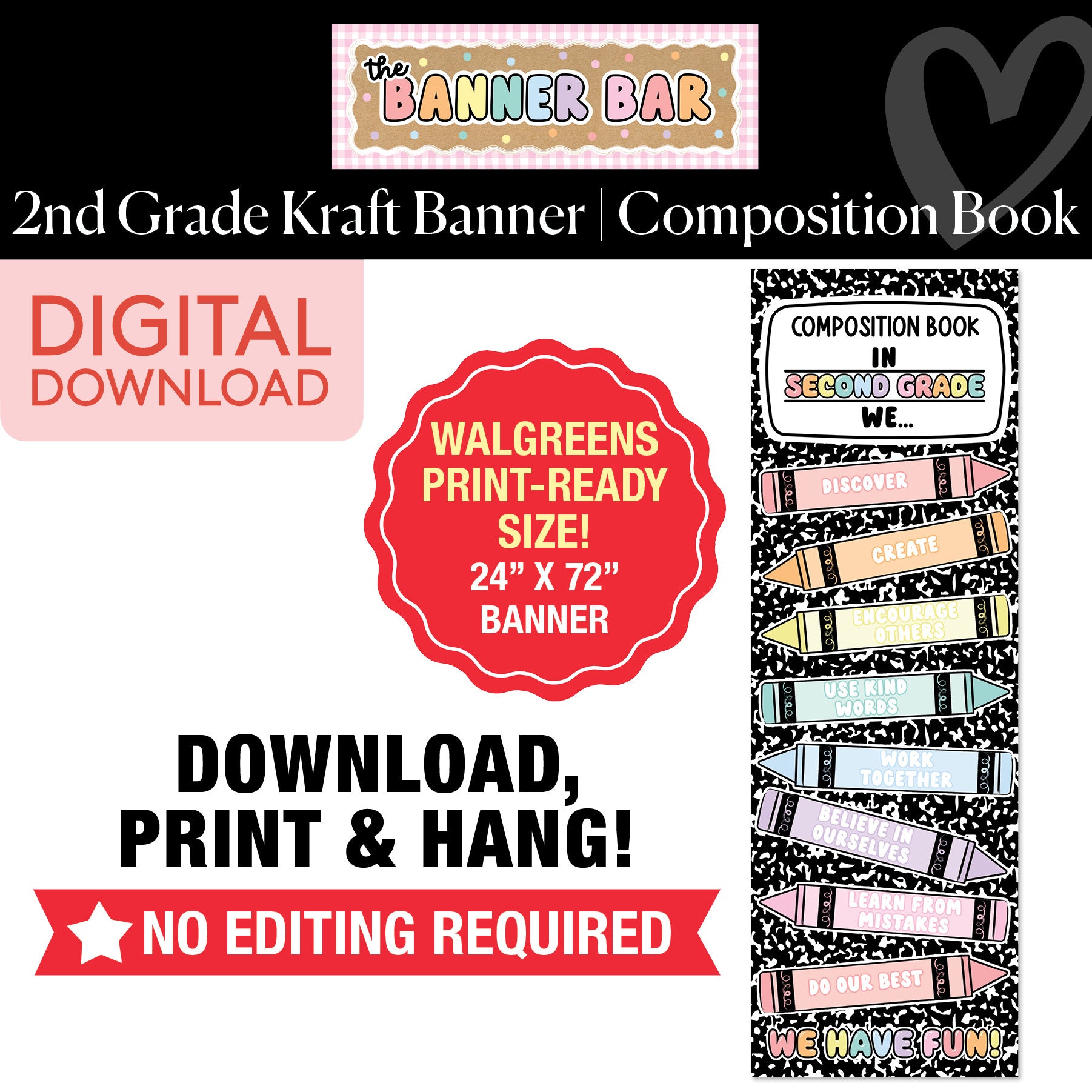 Composition In 2nd Grade We... Walgreens Ready Kraft Style Vertical Banner