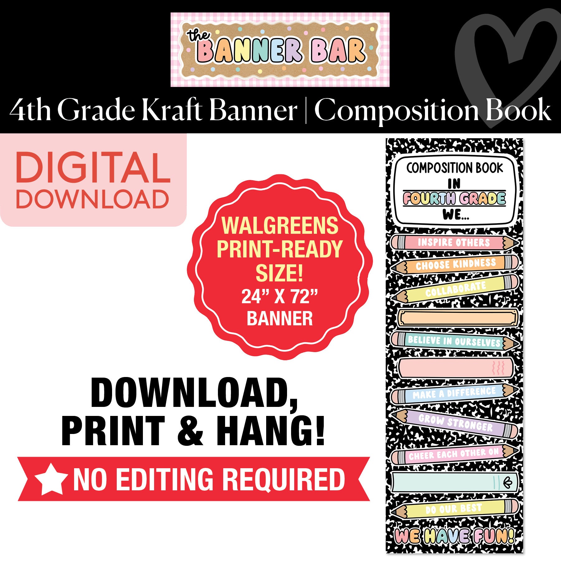 Composition In 4th Grade We... Walgreens Ready Kraft Style Vertical Banner