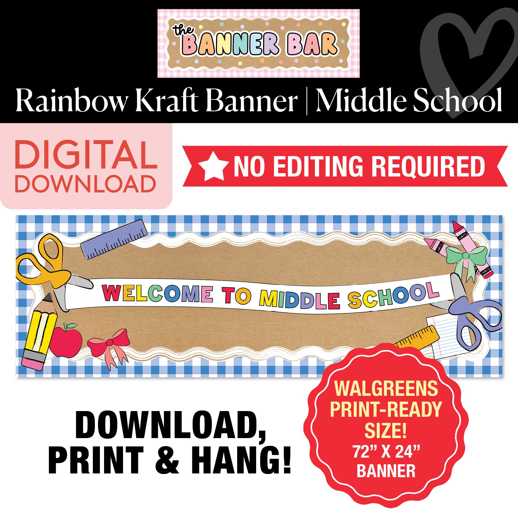 Rainbow Welcome To Middle School Walgreens Ready Kraft Style Banner