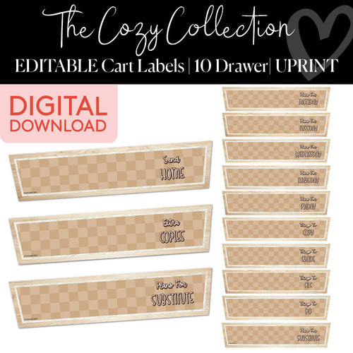 The Cozy Collection Editable Cart Labels 10 drawer UPRINT 