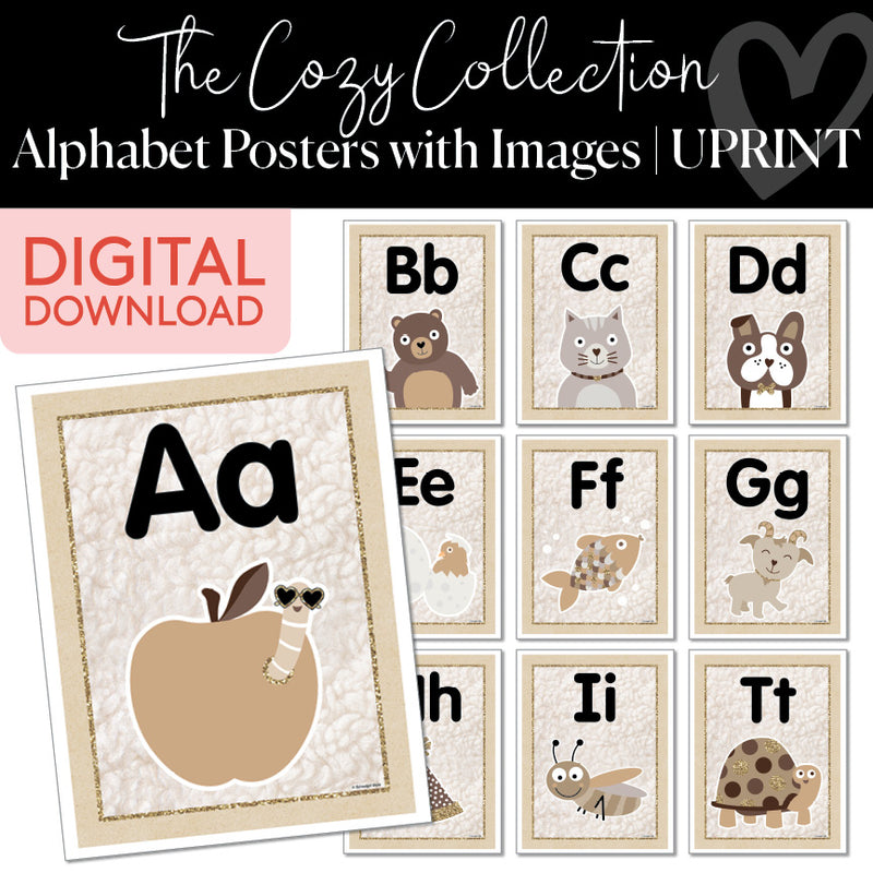 Alphabet Cards | Cozy | Printable Classroom Decor | Schoolgirl Style