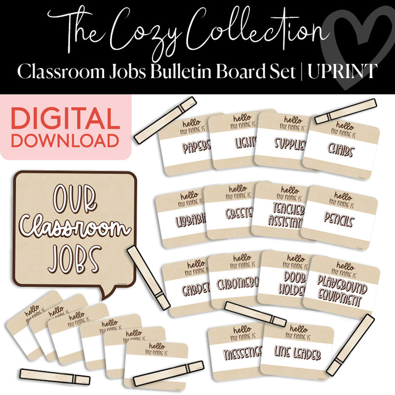 The Cozy Collection Classroom Jobs Bulletin Board Set UPRINT