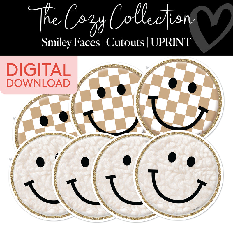 Smiley | Classroom Cut Outs | Cozy | Printable Classroom Decor | Schoolgirl Style
