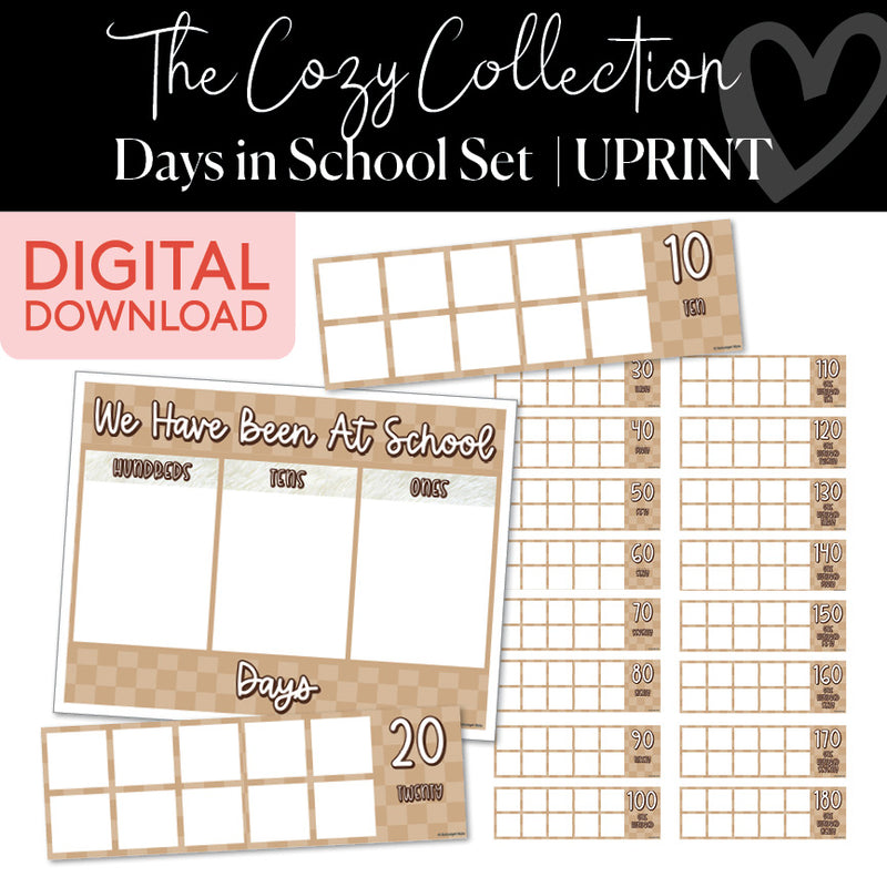 Days In School Chart | Cozy | Printable Classroom Decor | Schoolgirl Style