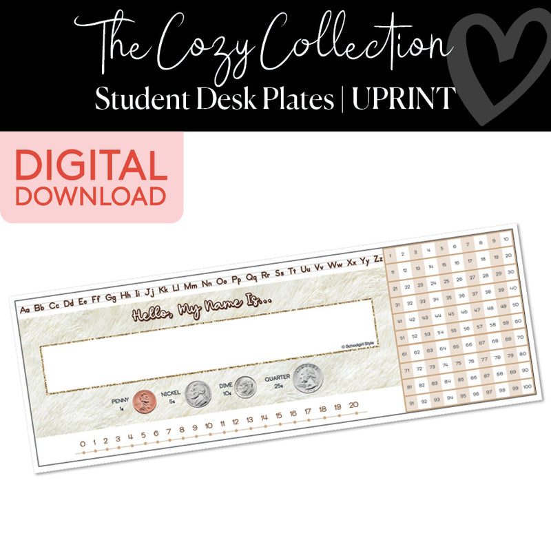 Desk Plates | Cozy | Printable Classroom Decor | Schoolgirl Style