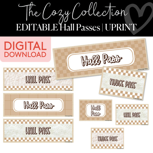 the cozy collection editable hall passes 