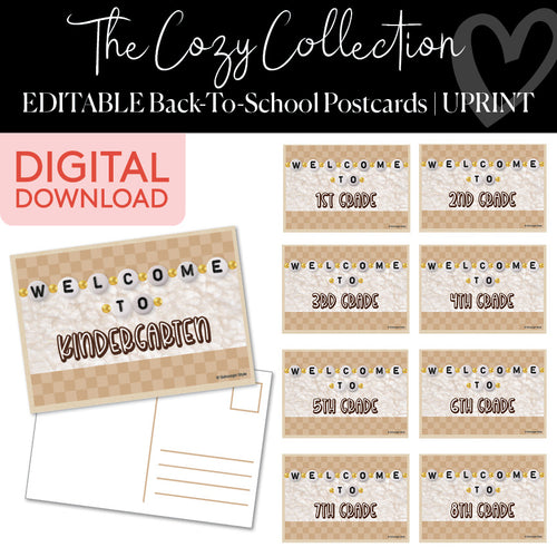 The Cozy Collection Editable Back To School Postcards