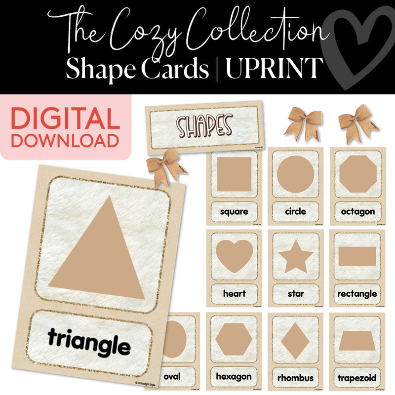 Shape Cards | Cozy | Printable Classroom Decor | Schoolgirl Style