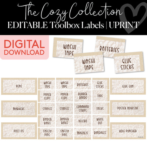 The Cozy Collection Editable Toolbox Labels 