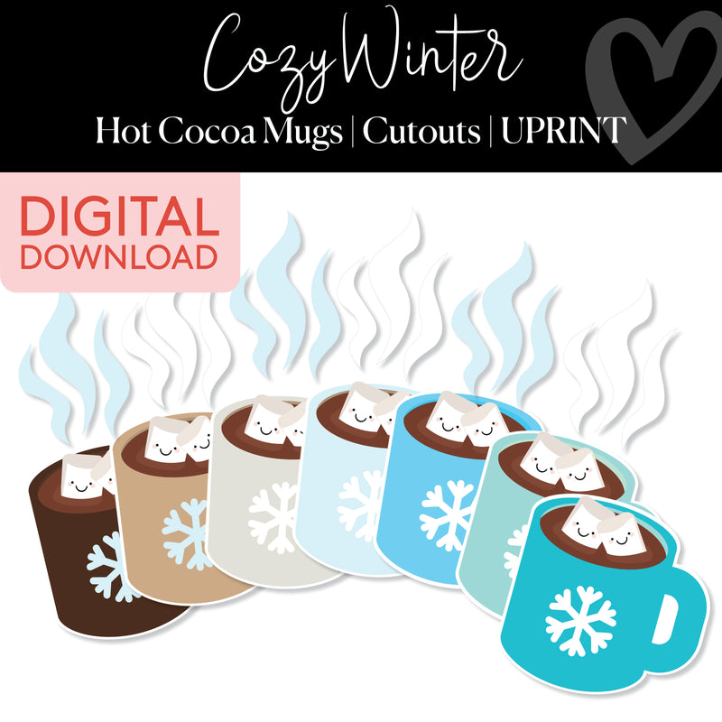 Coffee Mugs | Classroom Cut Outs | Cozy Winter | Winter | Printable Classroom Decor | Schoolgirl Style