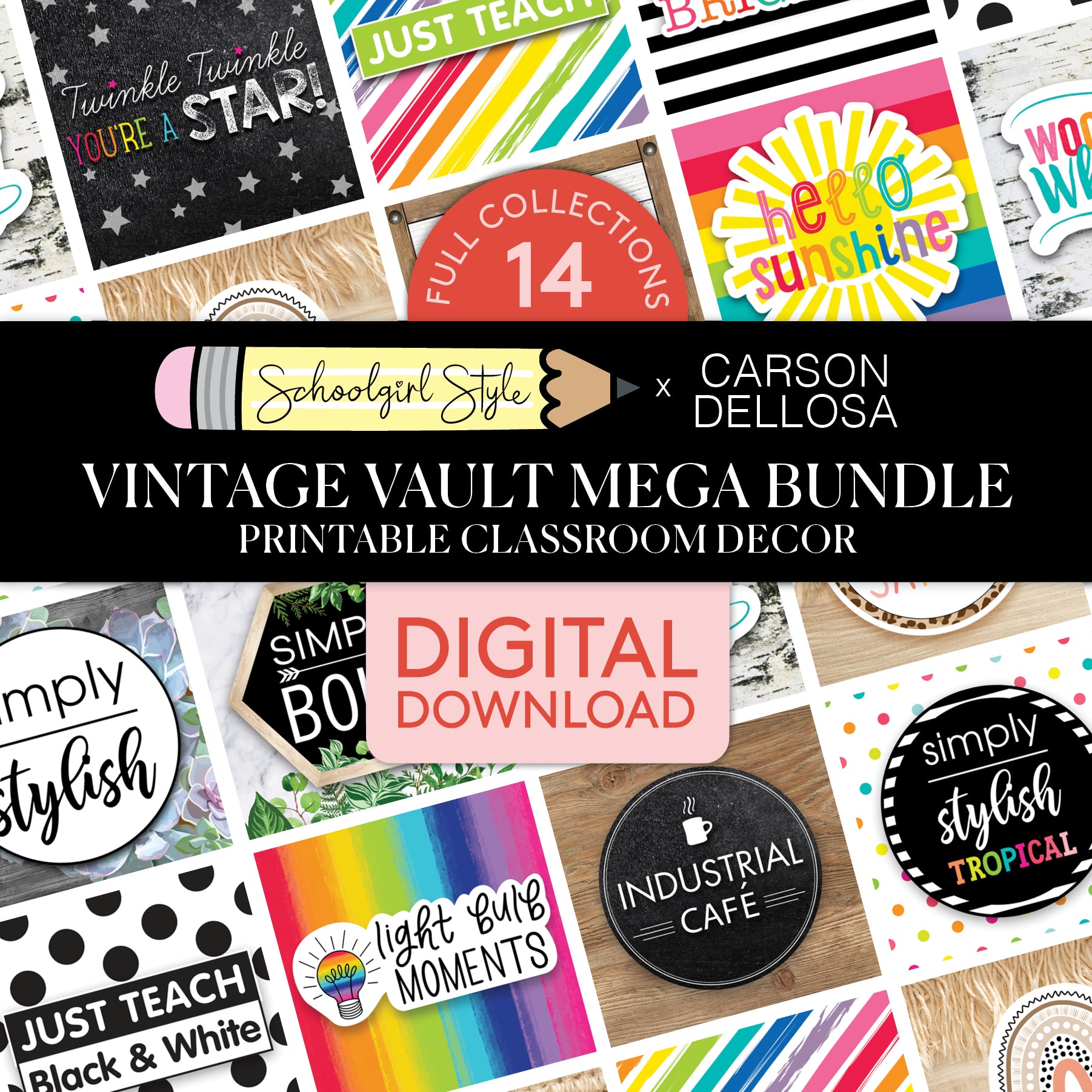 Schoolgirl Style x Carson Dellosa Vintage Classroom Decor Printable Mega Bundle