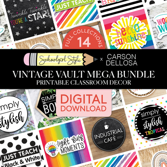 Schoolgirl Style x Carson Dellosa Vintage Classroom Decor Printable Mega Bundle