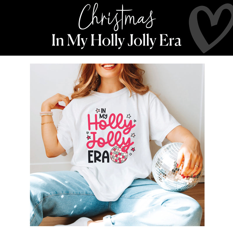 In My Holly Jolly Era | Holiday Teacher Shirt | In mint, pink and white