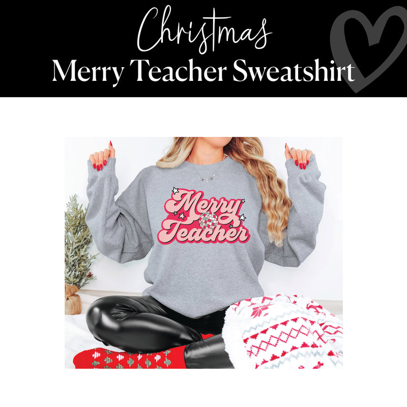 Merry Teacher Sweatshirt | In black, white and grey | Teacher Gift | Teacher Christmas Sweatshirt