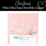 White Glitter Paper Snowflake Accents │ Christmas Decor │ Schoolgirl Style