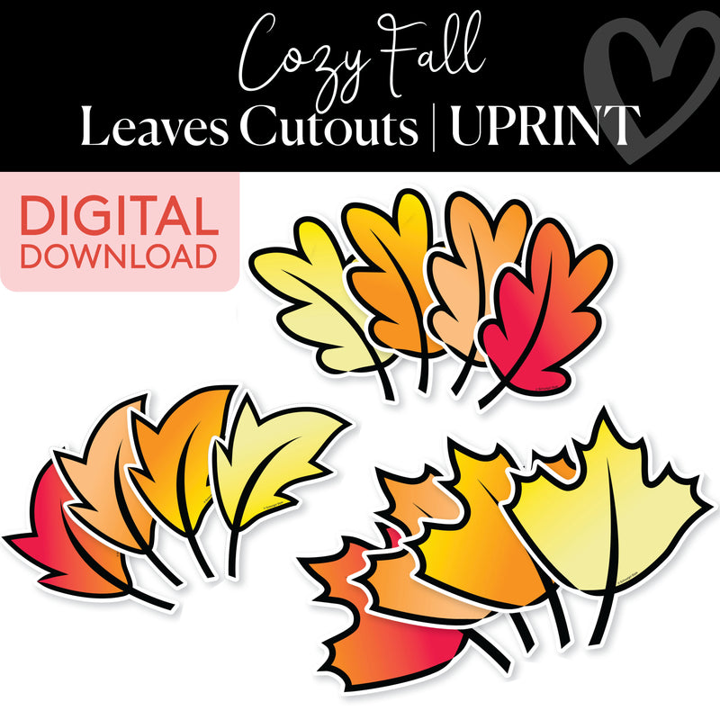 Fall Leaves | Classroom Cut Outs | Cozy Fall | Printable Classroom Decor | Schoolgirl Style