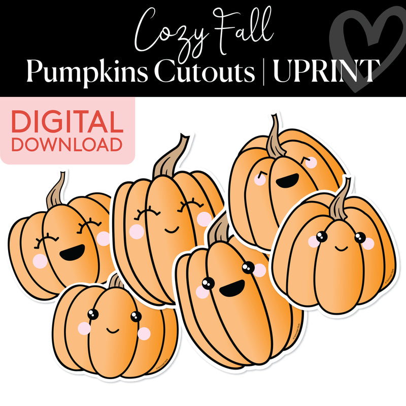 Fall Pumpkins | Classroom Cut Outs | Cozy Fall | Printable Classroom Decor | Schoolgirl Style