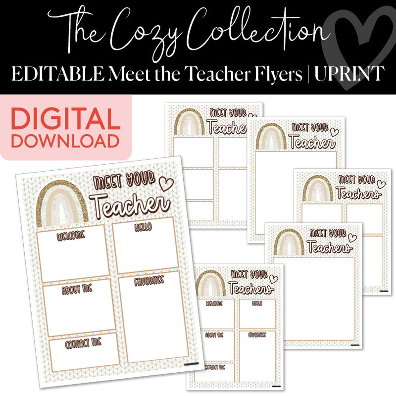 the cozy collection editable meet the teacher flyers 