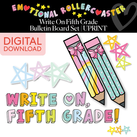 Printable Write On Fifth Grade Classroom Headline | Emotional Rollercoaster