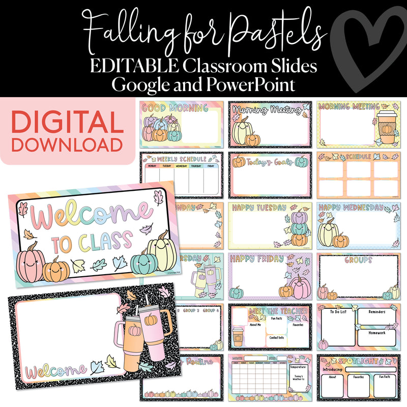 Google Classroom Slides | Fall Pastels | Printable Classroom Decor | Schoolgirl Style