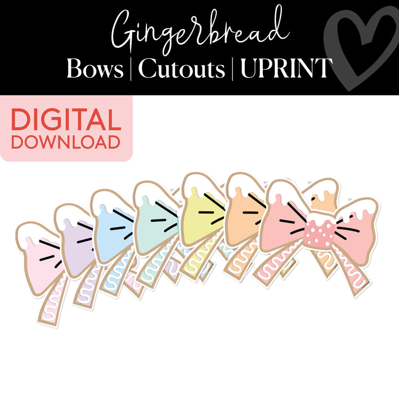 Bows | Pastel Gingerbread | Christmas | Printable Classroom Decor | Schoolgirl Style