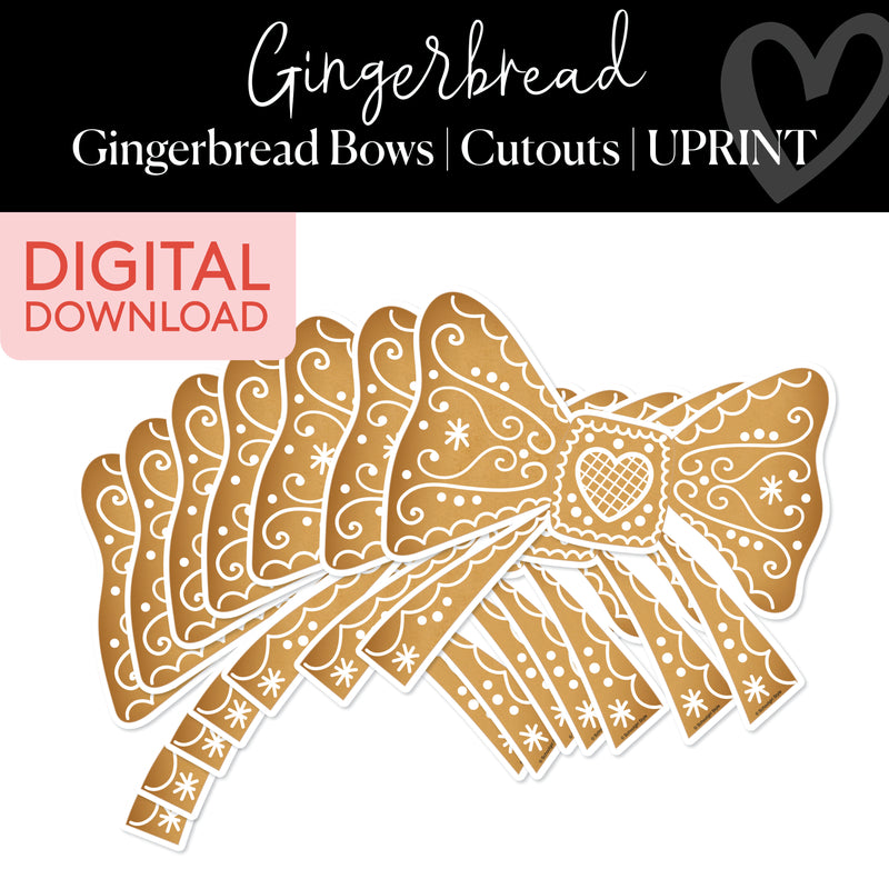 Gingerbread Bow Cookie | Classroom Cut Outs | Pastel Gingerbread | Christmas | Printable Classroom Decor | Schoolgirl Style