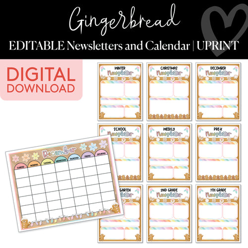 gingerbread Classroom Newsletters and Calendar Sheet