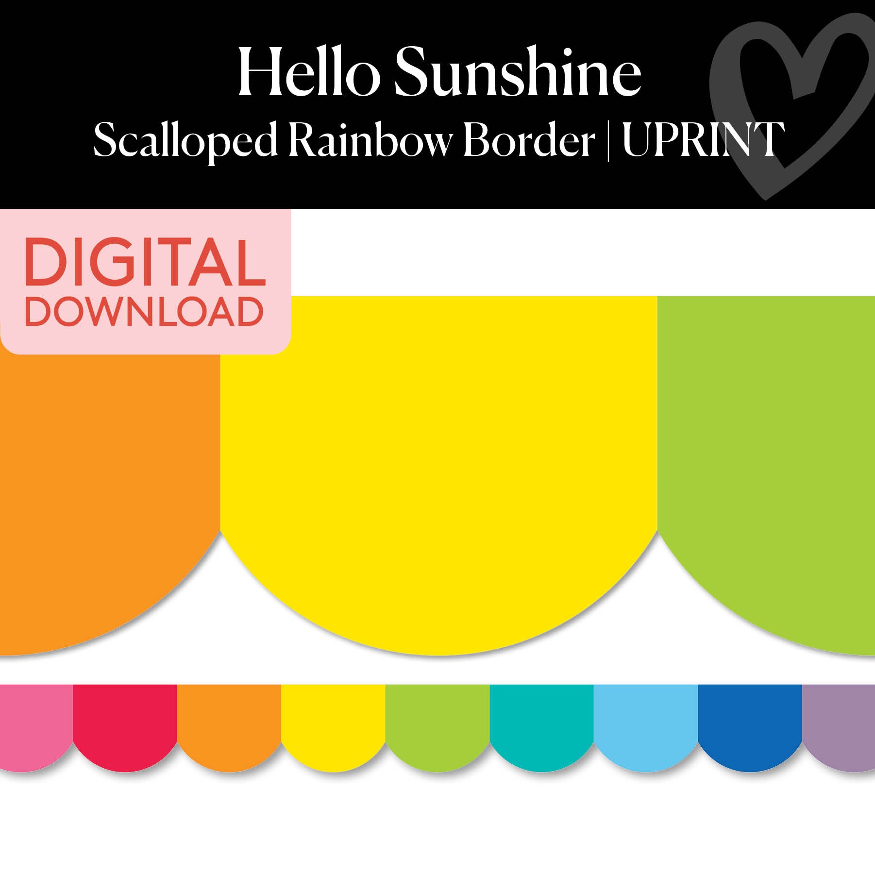 Digital Printable Classroom Border | Rainbow Scallop Foundation Border | UPRINT | Schoolgirl Style