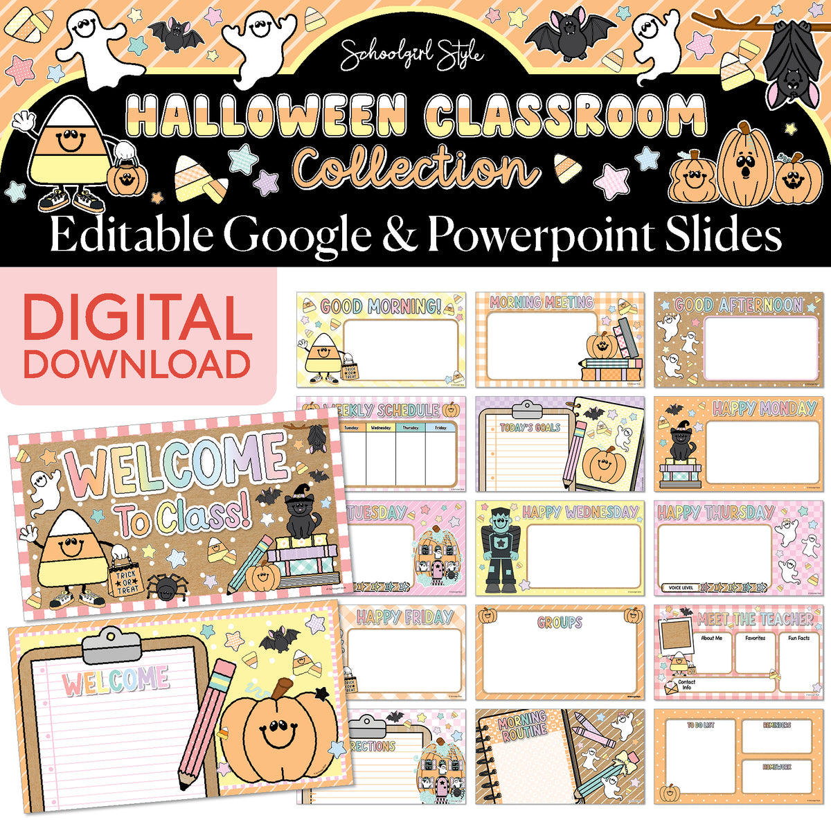 Pastel Halloween Google and Powerpoint Classroom Slides | A Year In Pastel