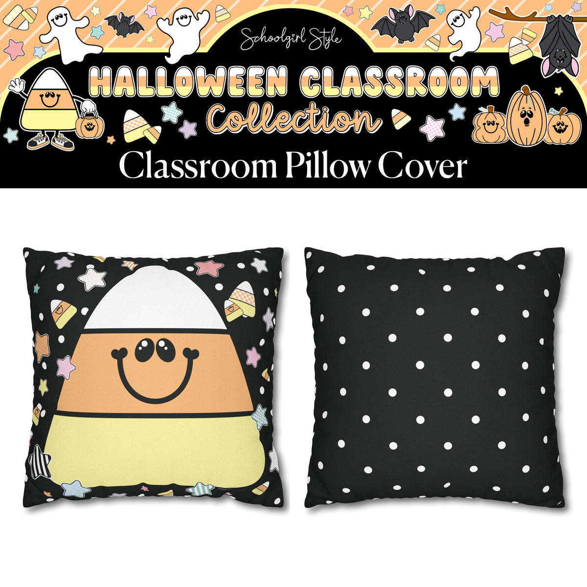 Pastel Candy Corn Cutie Halloween Classroom Pillow Cover | A Year In Pastel