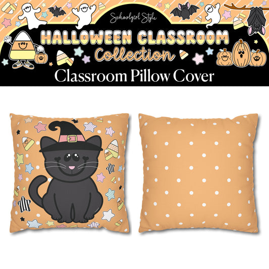 Halloween Pastel Kitty Cutie Classroom Pillow Cover | A Year In Pastel
