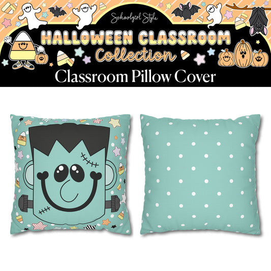 Sweet Little Pastel Frankie Halloween Classroom Pillow Cover | A Year In Pastel