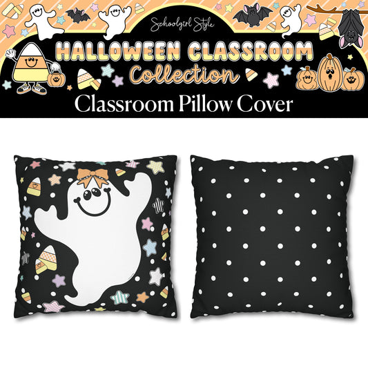 Sweet Little Pastel Ghost Halloween Classroom Pillow Cover | A Year In Pastel