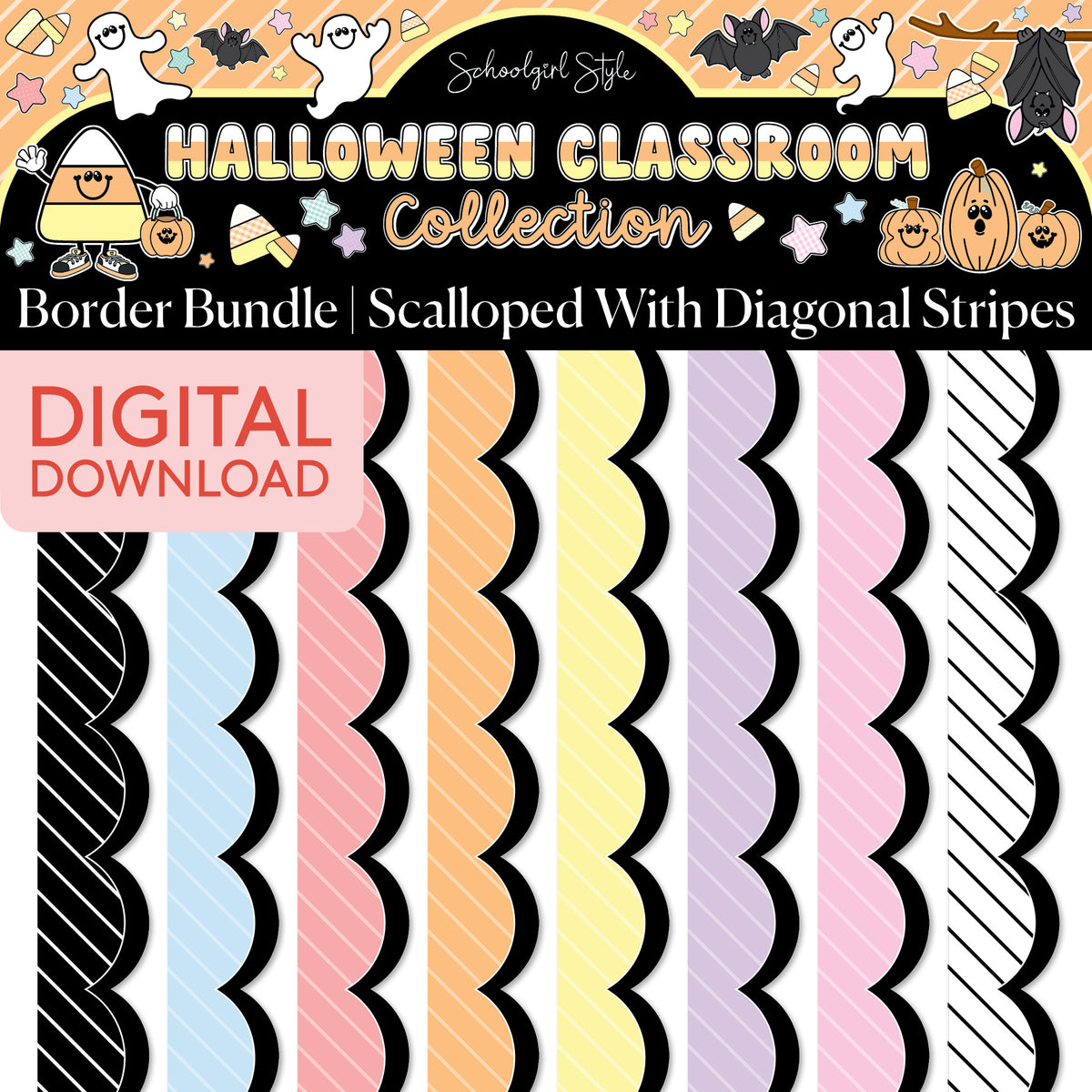 Printable Pastel Halloween Border Bundle 1